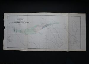 1854 Texas Geological Map Red River to Rio Grande River Duval & Son Lithograph