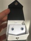 14ct 585 14K white gold stud earrings with natural sapphires and diamonds