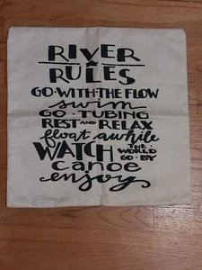 NUEVO River Rules Rústico Almohada Cremallera Funda 17 x 17.5 Camping RV Cabina Nuevo sin Etiquetas - Imagen 1 de 8