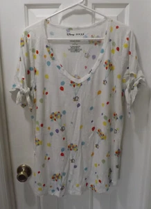 🏰 DISNEY PIXAR UP MOVIE BALLOON HOUSE V NECK TOP T SHIRT WOMEN'S PLUS SIZE 2 - Picture 1 of 2