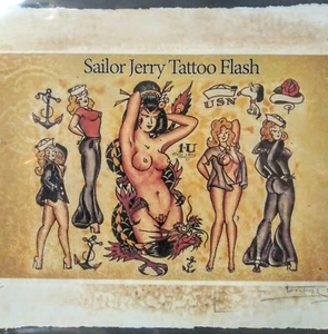 Sailor Jerry Tattoo Flash, Limited Edition Print 22x 15x Signed Fairchild Paris - Picture 1 of 12
