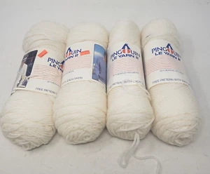 Pinguin Le Yarn 2 Wool Yarn 4 Skeins Knit Crochet 100 gr 200 Yards 4 Ply White - Picture 1 of 7