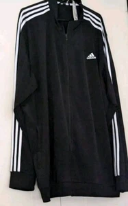 RADIANT BLACK TRACK JACKET ADIDAS 32.5" L  60" TORSO 38" SLV 3XLT NWT W POCKETS  - Picture 1 of 13