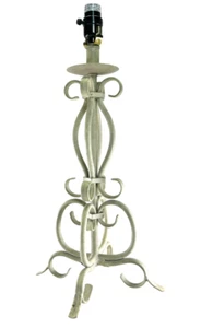 22 inch Modern Rustic Wrought Iron Table Lamp Base Open Scroll White - Picture 1 of 6