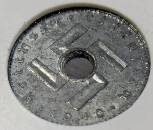 Reichskreditkassen 3rd Reich 5-RCF, (CENTER HOLE)zinc coin 1940-J (RARE ,MS-60) - Picture 1 of 8
