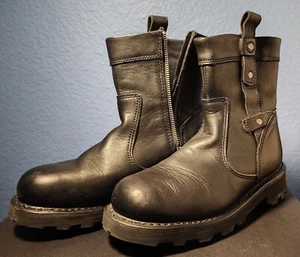 HARLEY DAVIDSON Women's 6.5 Black Leather Biker Zip Up Boots Oil Resistant 84096 - Picture 1 of 8