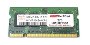 Hynix 512MB PC2-5300 DDR2-333MHz So-Dimm HYMP564S64CP6-Y5 - Picture 1 of 2