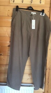 Brand New With Tags Per Una M&S Mocha Linen Trousers Size 20 - Picture 1 of 6