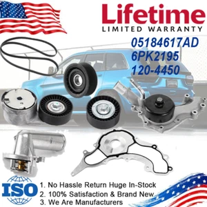 Engine Water Pump Kit & Belt Tensioner Assembly For Jeep Grand Dodge Ram VW 3.6L - Picture 1 of 24