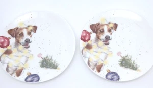 Royal Worcester Wrendale Designs Hannah Dale Perro Navidad 6.5" Juego de 2 Platos - Imagen 1 de 7