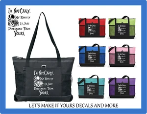 ALICE WONDERLAND INSPIRED QUOTE CHESHIRE CAT TOTE PURSE GYM SCHOOL SPORTS BAG - Picture 1 of 8