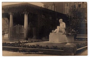 KARLSRUHE GERMANY CITY GARDEN ENTRANCE SCULPTURE FLOWERS RPPC POSTCARD 1928 - Picture 1 of 2