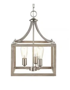 Hampton Bay Boswell Quarter 14 in. 3-Light Brushed Nickel Farmhouse Chandelier - Picture 1 of 5