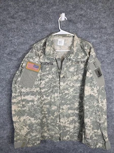 US Army Combat Uniform ACU Coat Mens Medium Long UCP Digital Camo Flag Patch - Picture 1 of 12