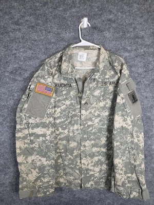 US Army Combat Uniform ACU Coat Mens Medium Long UCP Digital Camo Flag Patch - Image 1 of 4