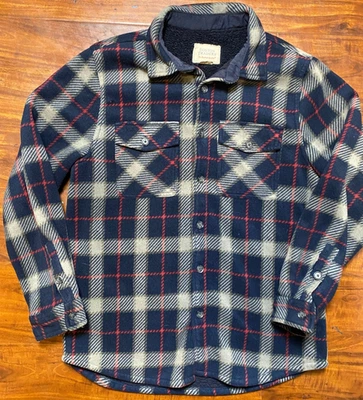 Boston Traders Shacket Blue Plaid Fleece Sherpa Lined Pockets SZ L - Image 1 of 4