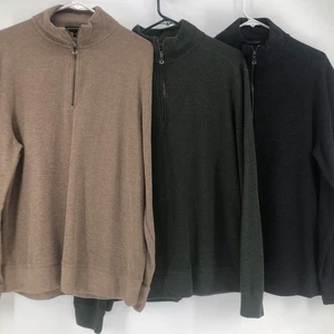 LOTE DE 3 - Pullover Banana Republic Para Hombre Waffle 1/4 Cremallera Grande Tostado, Verde, Gris - Imagen 1 de 13