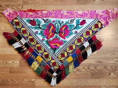 Vintage cross stitched wall hanging Afghanistan Afghani embroidered belly dance - Image 1 of 4