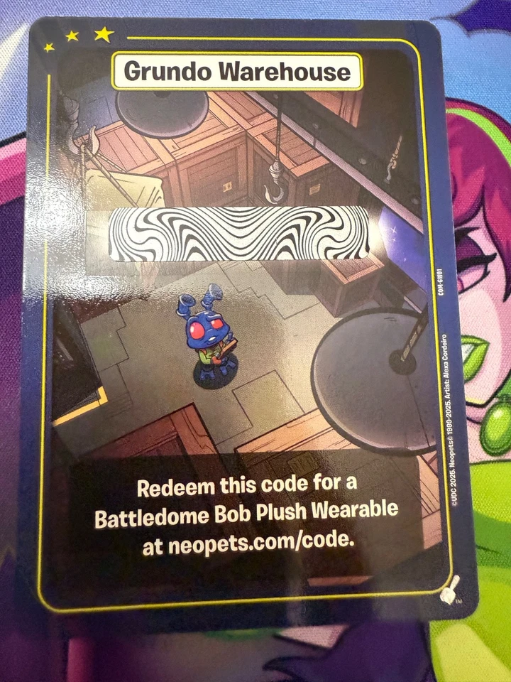 Neopets TCG Grundo's Warehouse CODE - Battledome Bob Plush Wearable - Image 1 of 1