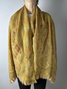 ETRO Paisley Print Wool Viscose Silk Scarf Rectangle Multicolor Rare Italy - Picture 1 of 12