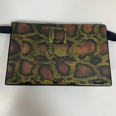 Bolso de Mano Duro Angela Frascone Patrón Piel de Serpiente Negro Amarillo Rojo Foto 1 de 4