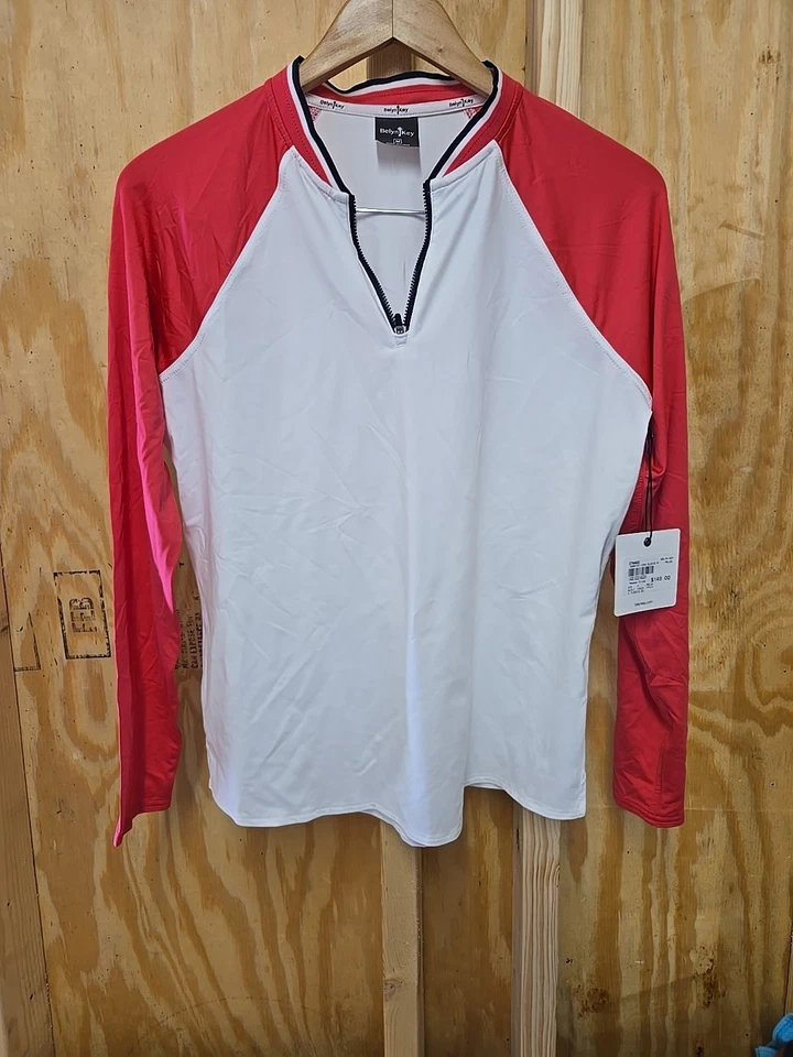 Camisa de Golf BELYN KEY NUEVA Rosa Blanco Estampado Manga Larga Tpc Sawgrass Talla M UPF50 Foto 1 de 4