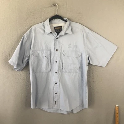 Woolrich Shirt Mens Large Sky Blue Short Sleeve Vented Fishing Outdoor Utility - Image 1 of 4