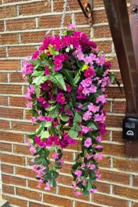 Kunstblumen Pflanzen Hängekorb Garten Topf Efeu Blatt Farn Laub Rose - Bild 1 von 14