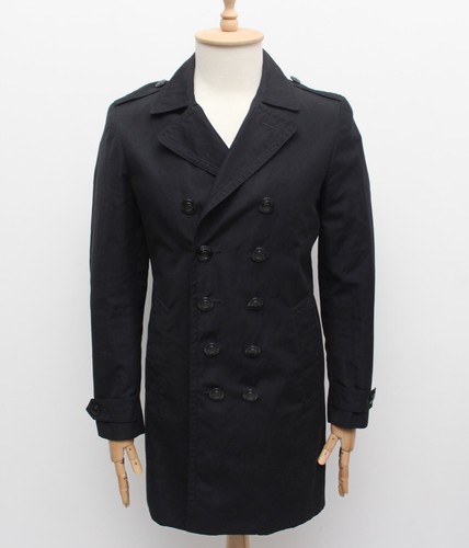 Trench lungo uomo BURBERRY doppio petto blu scuro blu scuro RARO taglia 48 US38 ~S