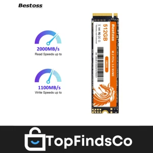 Bestoss NVMe M.2 SSD 1To/256Go, Disque SSD Interne pour PC Portable & Gaming - Photo 1/6