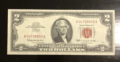 1963 Two Dollar Red Note - -A04738802A-🤩 AA Block NICE CONDITION - Image 1 of 4