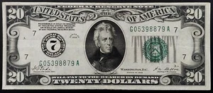 1928 $20 Federal Reserve Note, District "7" Chicago! Redeemable in Gold! 8879 - Picture 1 of 4