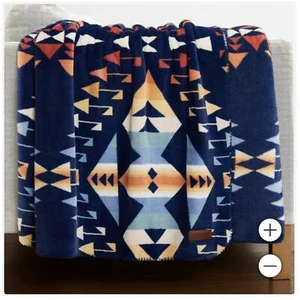 Pendleton Geometric Print Aztec Western Plush Throw 50x70 Nwt Blue - Picture 1 of 5