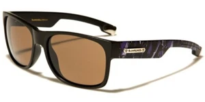 Biohazard Sunglasses BZ6622405 retro flat black brown lens purple frame E5 - Picture 1 of 1