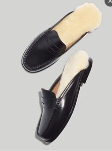 GH Bass & Co Womens Wynn Shearling Mule Weejuns Black Preppy Shoes Size 8 M New