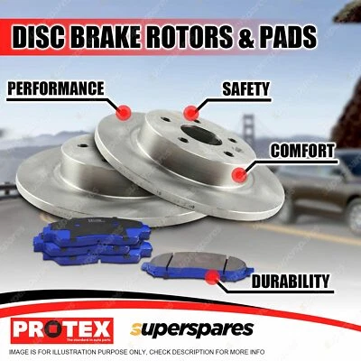 Protex Rear Disc Brake Rotors + Blue Pads for Honda Odyssey 2.3 V6 RB 2.4L 04-14 - image 1 of 2