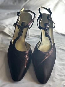 Bruno Magli Vintage Brown Satin Slingback Heels -- Size US 10 / UK 7.5 / EU 42 - Picture 1 of 8