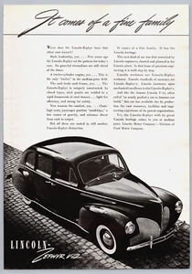 1940 Lincoln Zephyr V12 Vintage Car Print Ad - Picture 1 of 1