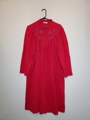 Bata De Colección Vanity Fair Para Mujer 2XL Rosa Brillante Floral Bordada Media Cremallera Bolsillos Foto 1 de 4