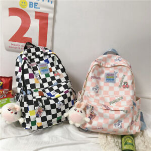 Cute little rabbit plaid schoolbag female ulzzang Japanese Harajuku backpack