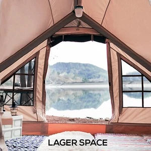 (BEIGE 3-8P)Waterproof Inflatable Tent Camping Tent For Fishing Hiking Capi BBY - Picture 1 of 12