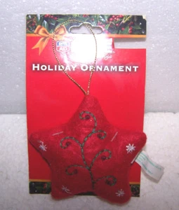 RED STAR ORNAMENT CLOTH FELT SMALL CHRISTMAS TREE HANGING HOLIDAY NEW - Picture 1 of 3