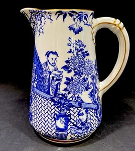 Jarra cafetera de té Royal Crown Derby Bone China azul Mikado sin tapa Inglaterra - Imagen 1 de 7