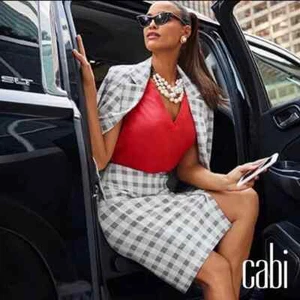 Cabi Valentina Blazer Size 10 NWT 5292 Plaid Button Checked Jacket Gray Knit - Picture 1 of 10