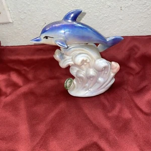 Delfino iridescente vintage da collezione 1 delfino a cavallo di un'onda - Foto 1 di 2