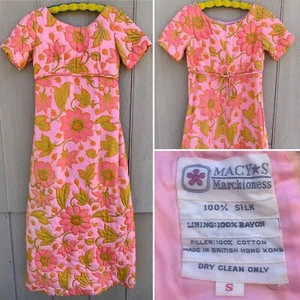 Vestido de Seda Acolchado Macys Marchioness Vintage Vestido de Salón Metal Cremallera Años 50-60 - Imagen 1 de 12