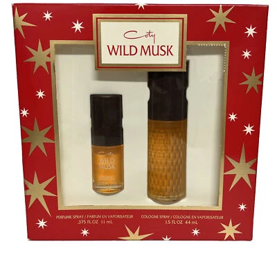 Wild Musk Vintage Coty Set Perfume .375 oz 11 ml y Colonia Spray 1.5 oz 44 ml Foto 1 de 4