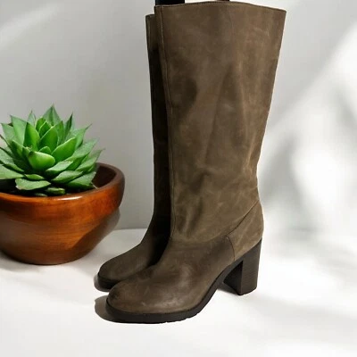 Женские сапоги Ralph Lauren до середины икры светло-коричневые замшевые кожа коренастый каблук 9,5 - Изображение 1 из 4