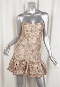 Vestido D&G by DOLCE & GABBANA para mujer beige metálico Jacquard sin tirantes 36/0 XS - Imagen 1 de 5