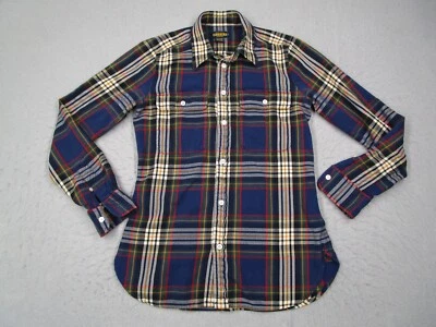 Ralph Lauren Rugby Shirt Women 2 Blue Plaid Flannel Button Up Long Sleeve - Image 1 of 4